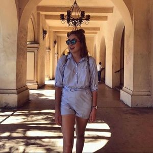 short zara jumpsuit in baby blue